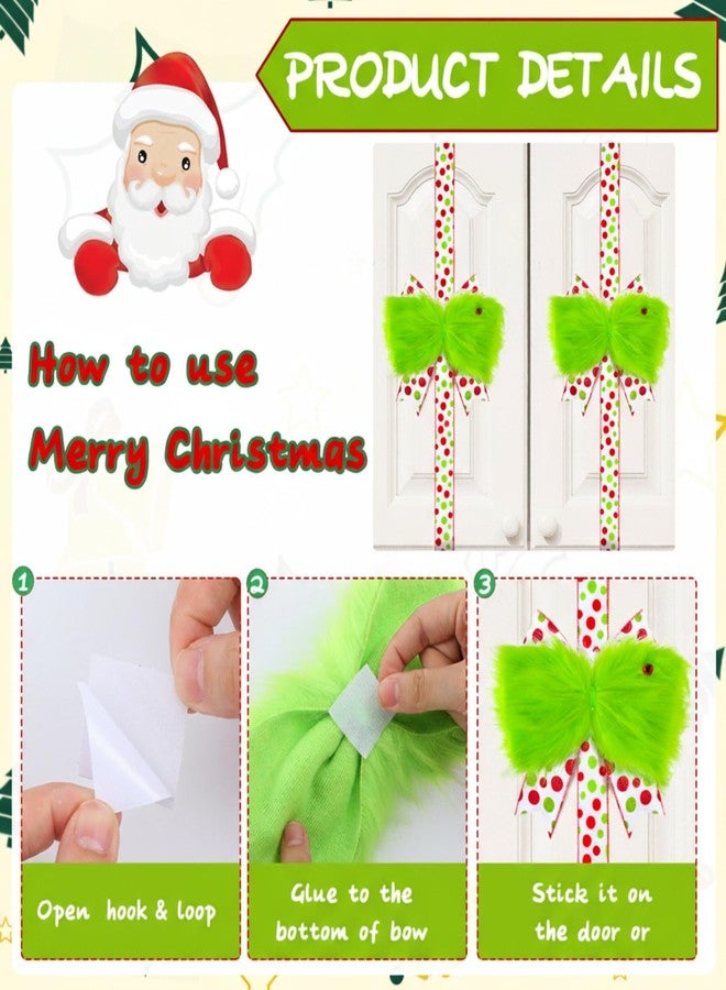 Suncalla 6 Pcs Christmas Cabinet Door Bows Lime Green Bows Red Green Dots Ribbons Christmas Door Decorations for Kitchen Xmas Festive Decorations Hanging Window Ribbon for Holiday Party Supplies - Image 3